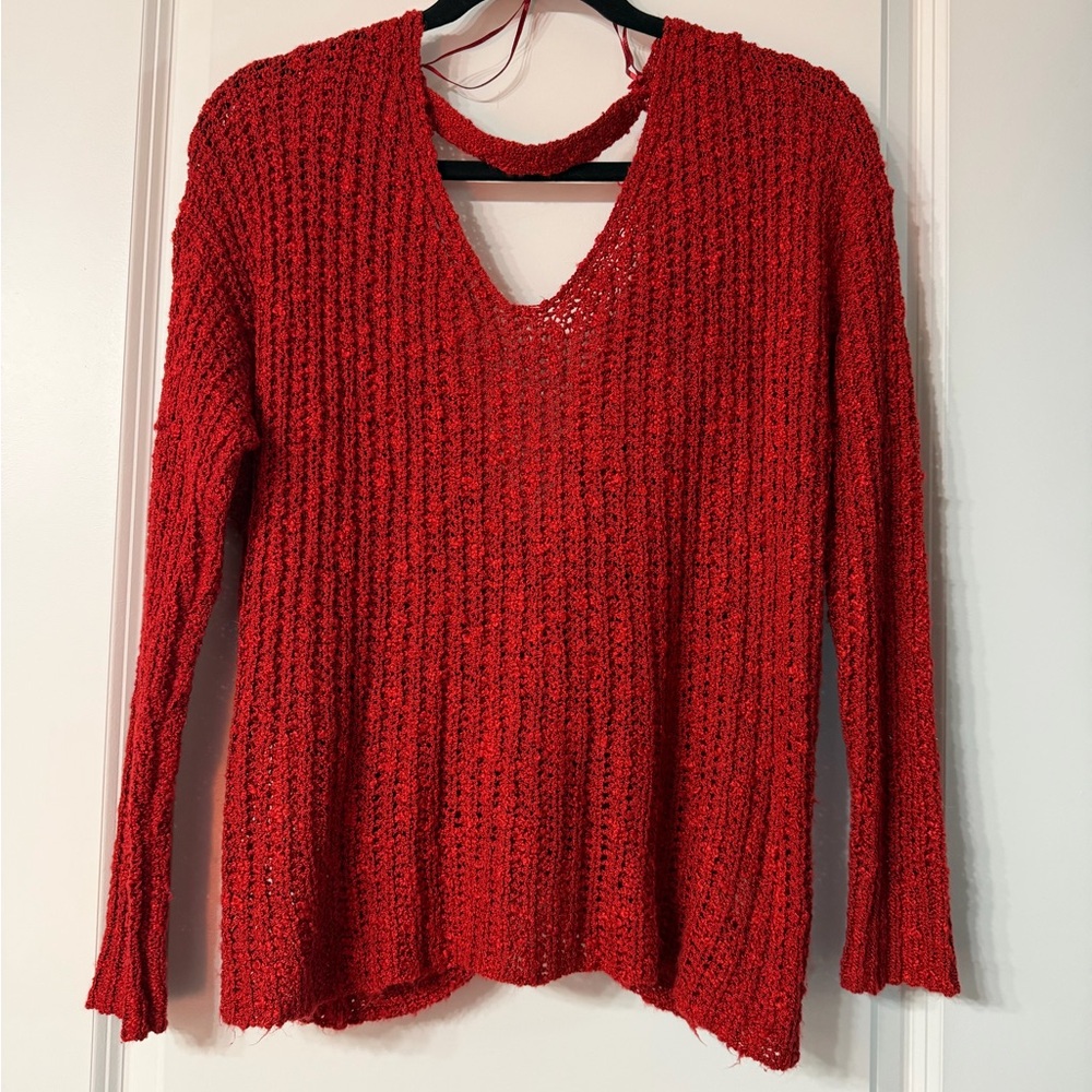 Altar'd State Vibrant Red V-Neck Sweater